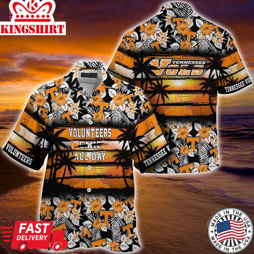 Ncaa Tennessee Volunteers Orange Black Trendy Hawaiian Shirt V3 Aloha Shirt