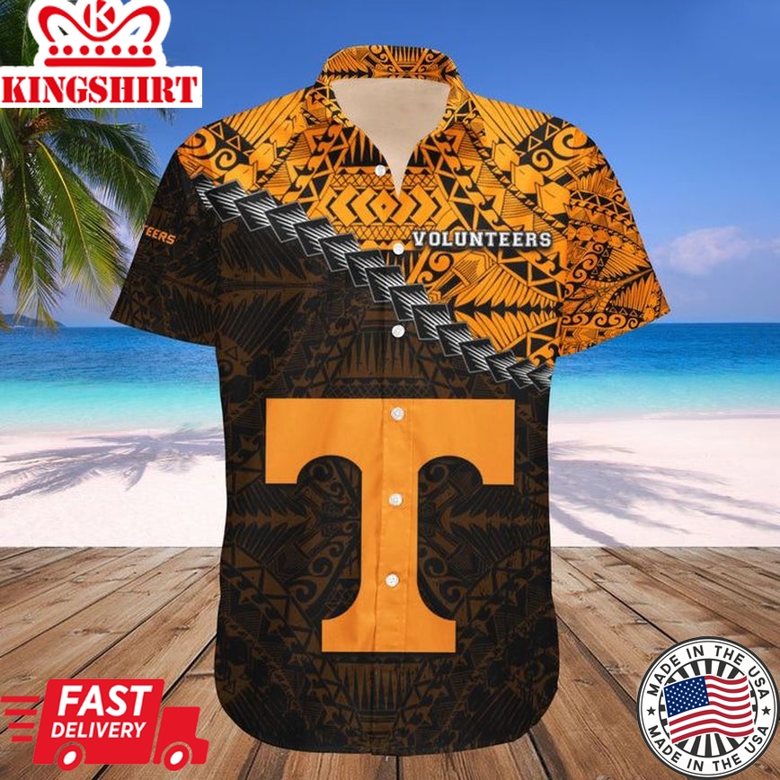 Ncaa Tennessee Volunteers Orange Black Trendy Hawaiian Shirt V6 Aloha Shirt