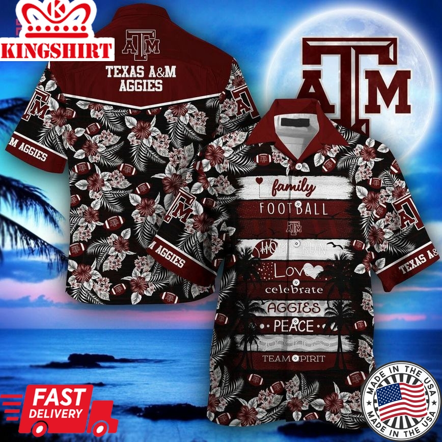 Ncaa Texas A&M Aggies Maroon Black Trendy Hawaiian Shirt Aloha Shirt