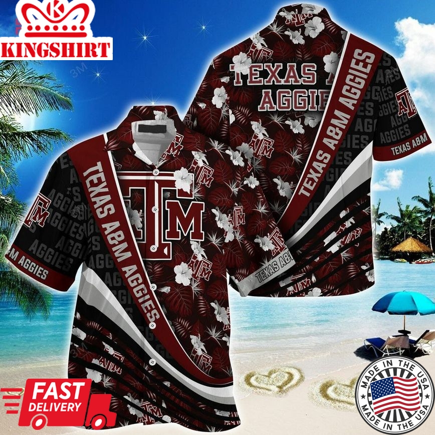 Ncaa Texas A&M Aggies Maroon Black Trendy Hawaiian Shirt V2 Aloha Shirt