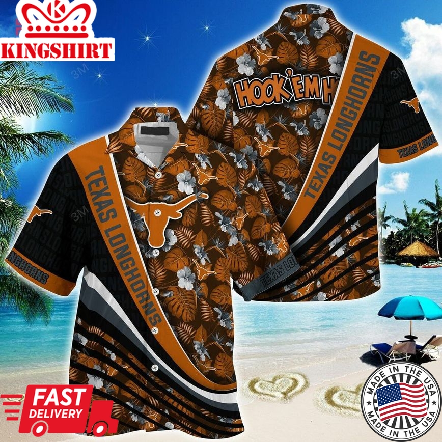 Ncaa Texas Longhorns Orange Black Trendy Hawaiian Shirt Aloha Shirt