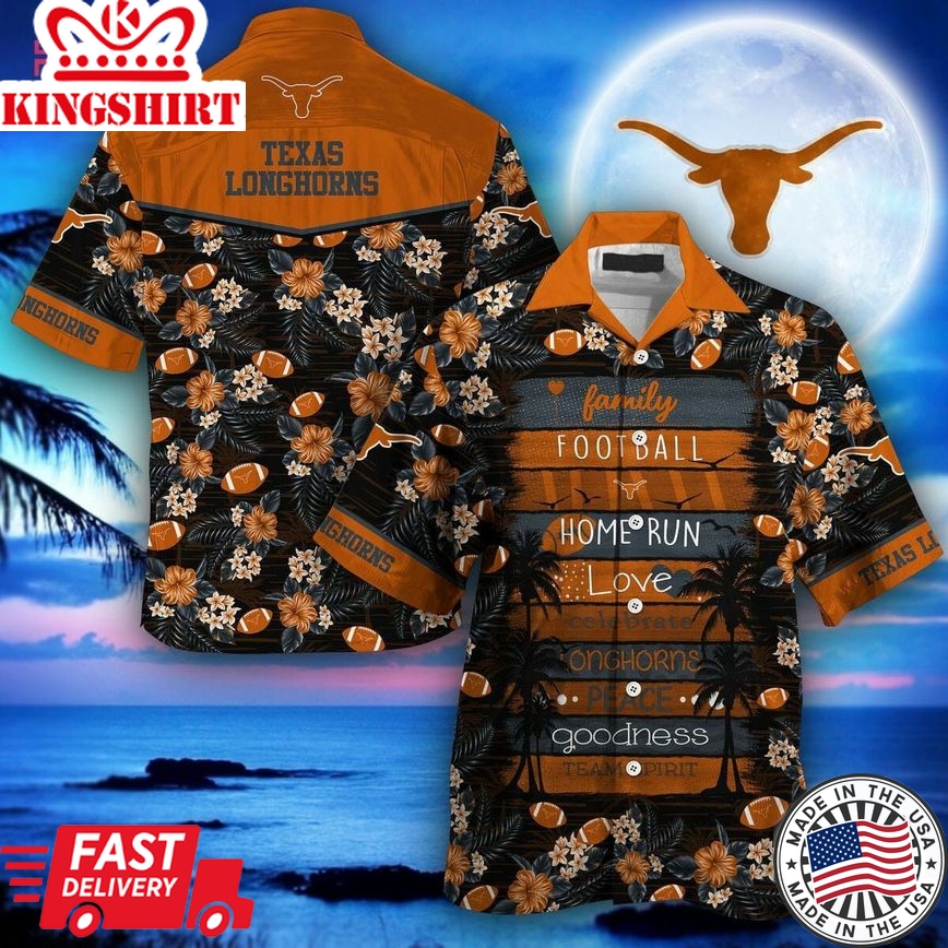 Ncaa Texas Longhorns Orange Black Trendy Hawaiian Shirt V2 Aloha Shirt