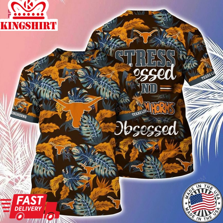 Ncaa Texas Longhorns Orange Stress Blessed Trendy Hawaiian Shirt Aloha Shirt