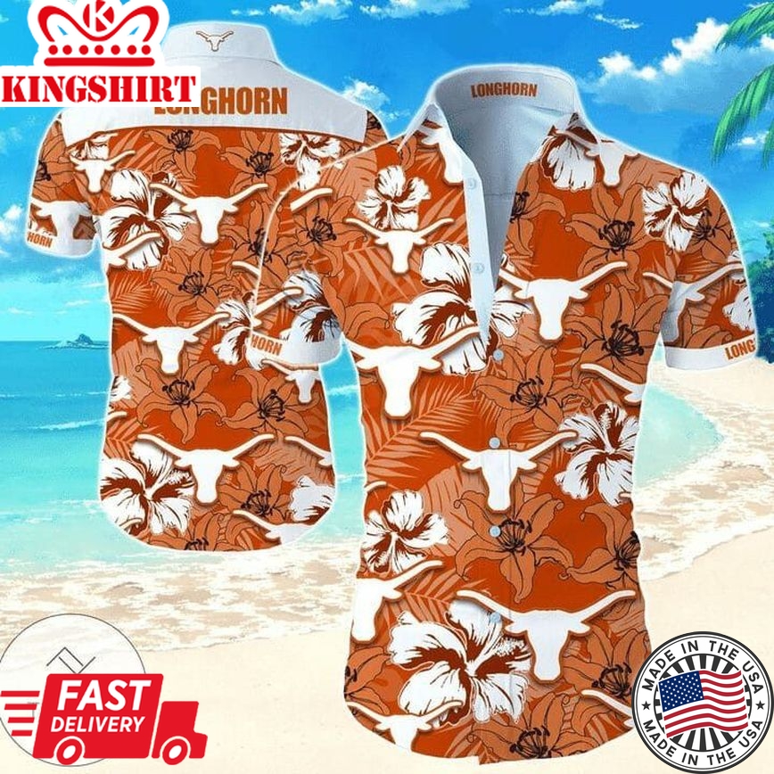 Ncaa Texas Longhorns Orange White Trendy Hawaiian Shirt Aloha Shirt