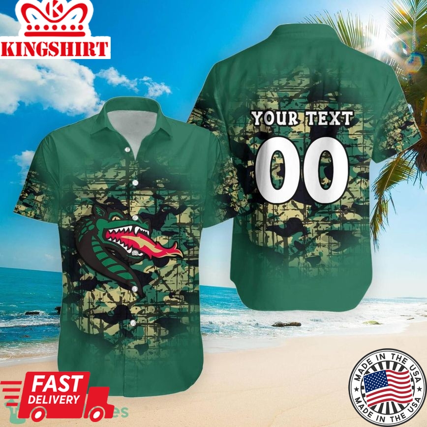 Ncaa Uab Blazers Custom Text Number Camouflage Vintage Trendy Hawaiian Shirt Aloha Shirt