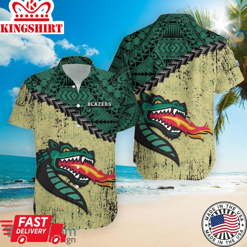 Ncaa Uab Blazers Grunge Polynesian Tattoo Trendy Hawaiian Shirt Aloha Shirt