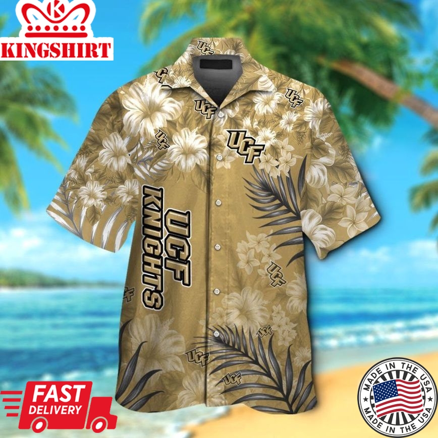 Ncaa Ucf Knights Gold Flowers Trendy Hawaiian Shirt Aloha Shirt