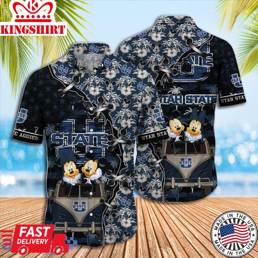 Ncaa Utah State Aggies Mickey Mouse Trendy Hawaiian Shirt Aloha Shirt