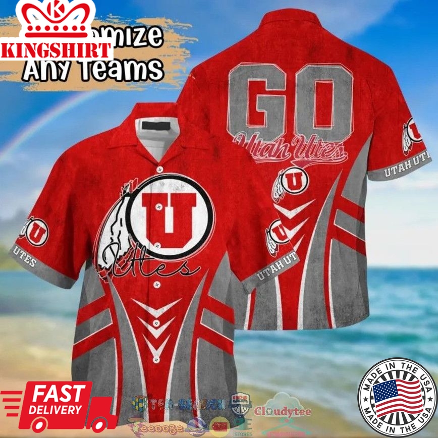 Ncaa Utah Utes Grey Go Red Trendy Hawaiian Shirt Aloha Shirt