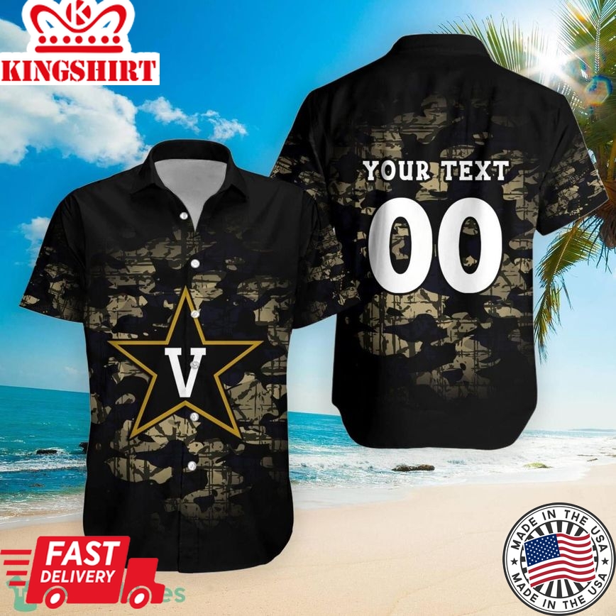 Ncaa Vanderbilt Commodores Custom Text Number Camouflage Vintage Trendy Hawaiian Shirt Aloha Shirt