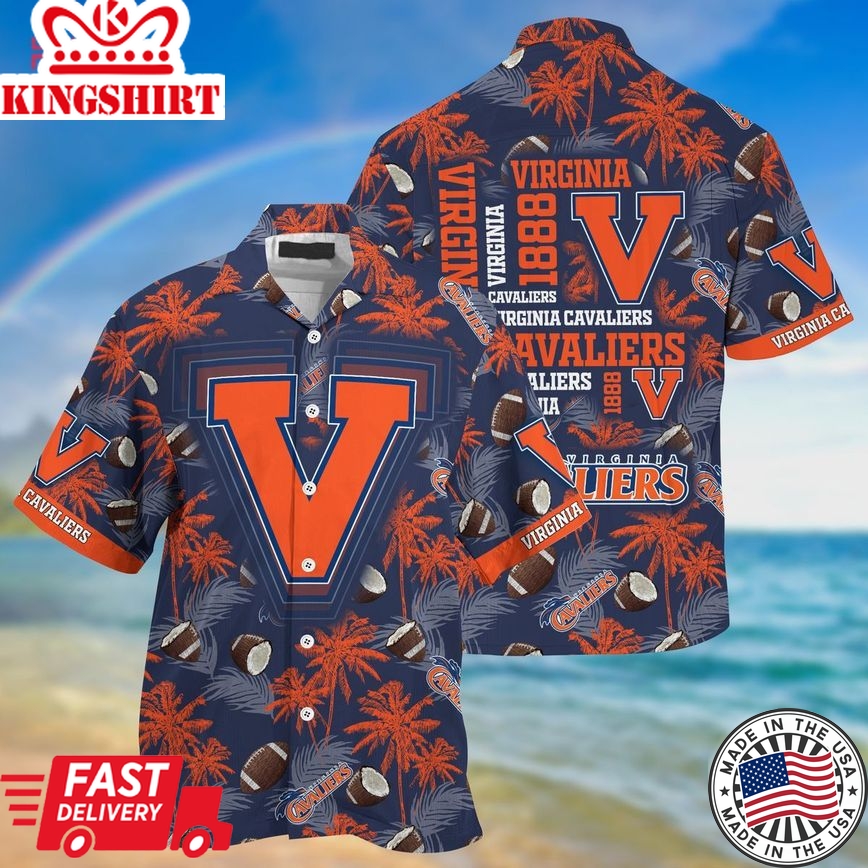 Ncaa Virginia Cavaliers Coconut Blue Orange Trendy Hawaiian Shirt Aloha Shirt