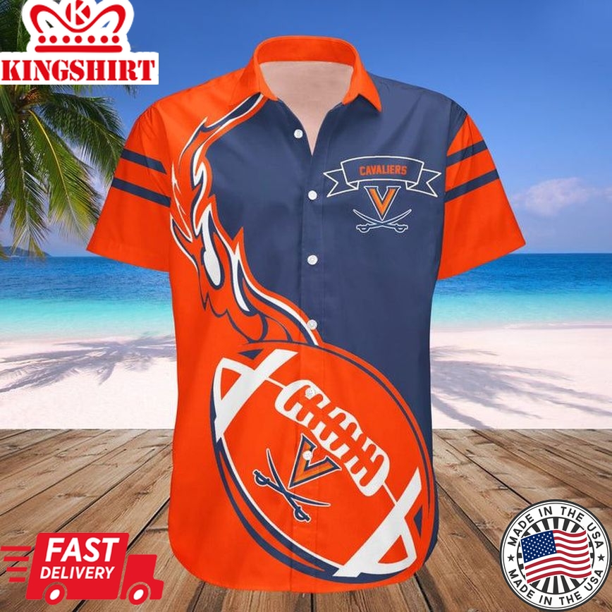 Ncaa Virginia Cavaliers Orange Blue Trendy Hawaiian Shirt V3 Aloha Shirt