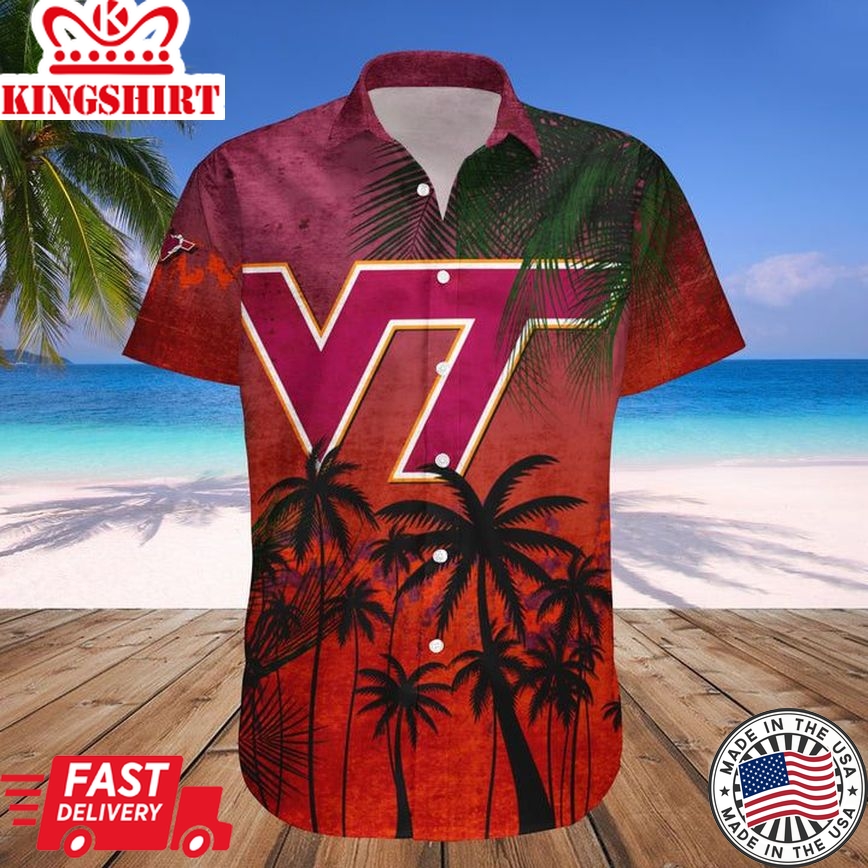 Ncaa Virginia Tech Hokies Coconut Tree Trendy Hawaiian Shirt V13 Aloha Shirt