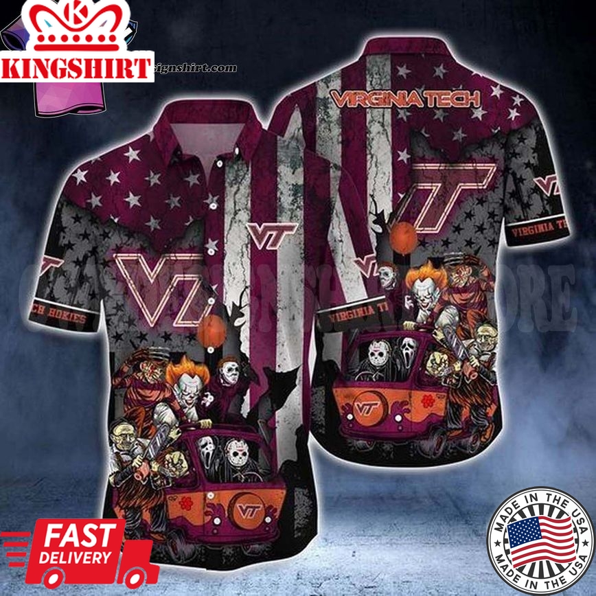 Ncaa Virginia Tech Hokies Halloween Night Trendy Hawaiian Shirt Aloha Shirt