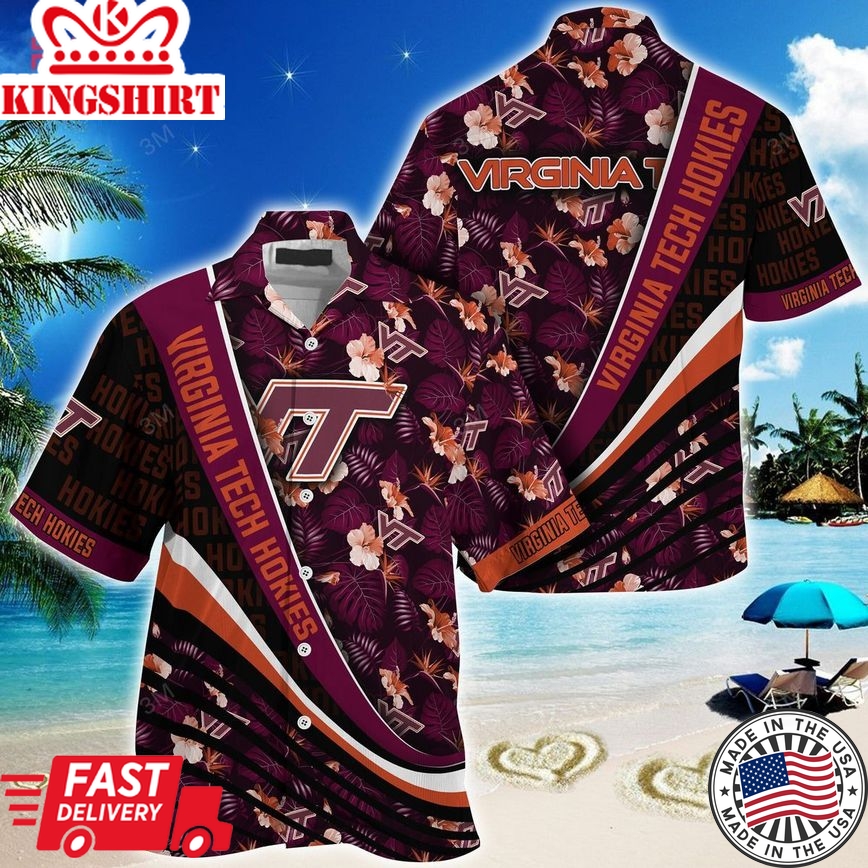 Ncaa Virginia Tech Hokies Maroon Black Trendy Hawaiian Shirt Aloha Shirt