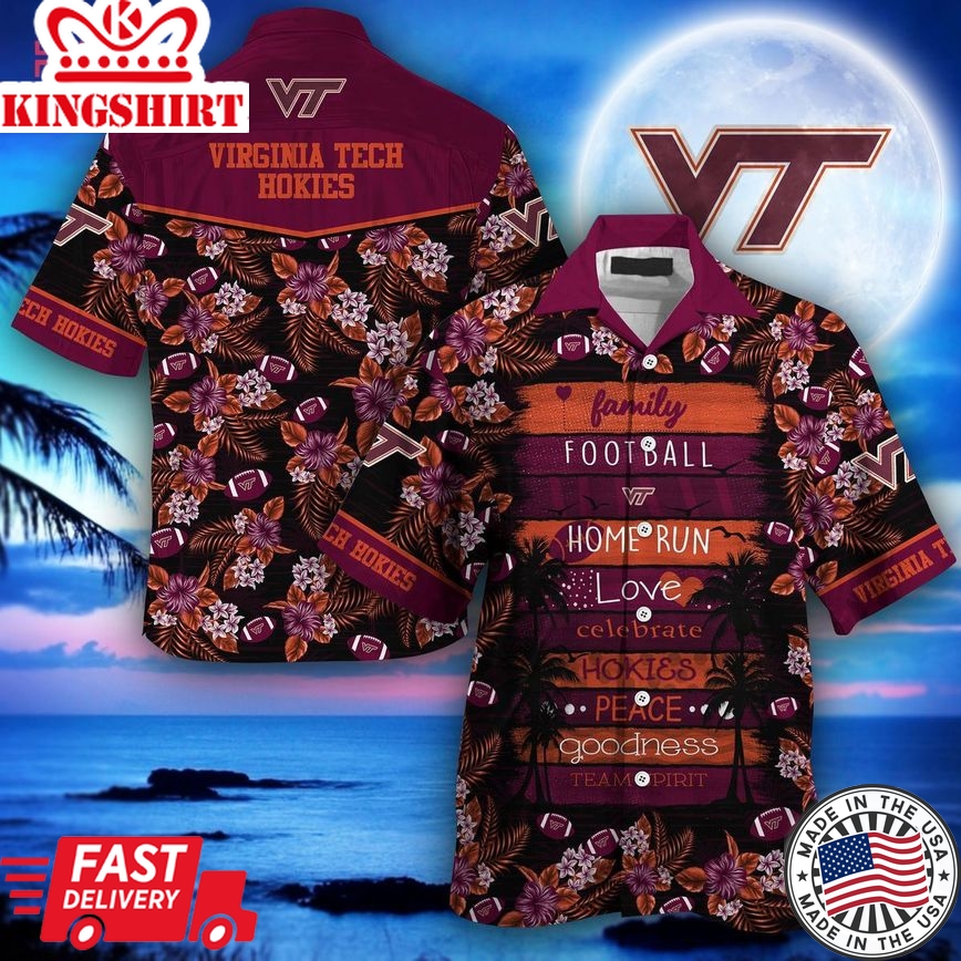 Ncaa Virginia Tech Hokies Maroon Black Trendy Hawaiian Shirt V2 Aloha Shirt