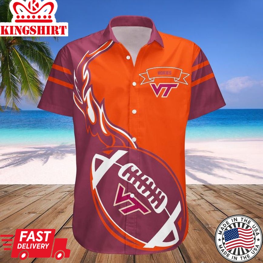 Ncaa Virginia Tech Hokies Orange Maroon Trendy Hawaiian Shirt V11 Aloha Shirt