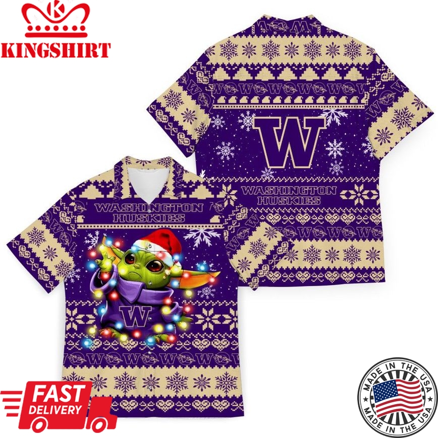 Ncaa Washington Huskies Baby Yoda Christmas Trendy Hawaiian Shirt Aloha Shirt