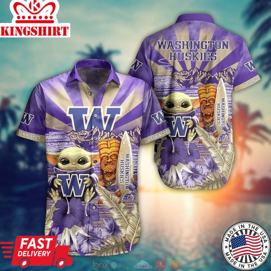 Ncaa Washington Huskies Baby Yoda Trendy Hawaiian Shirt Aloha Shirt