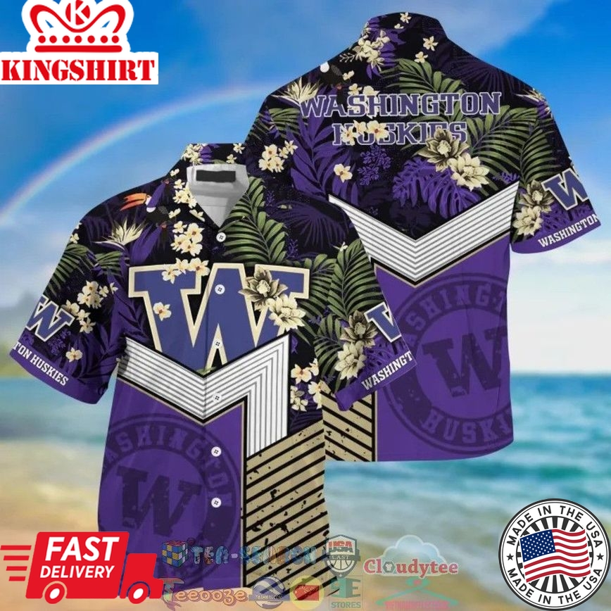 Ncaa Washington Huskies Black Purple Trendy Hawaiian Shirt Aloha Shirt