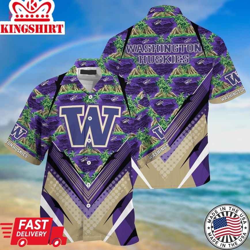 Ncaa Washington Huskies Green Purple Trendy Hawaiian Shirt Aloha Shirt