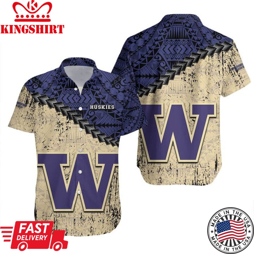 Ncaa Washington Huskies Purple Gold Trendy Hawaiian Shirt Aloha Shirt