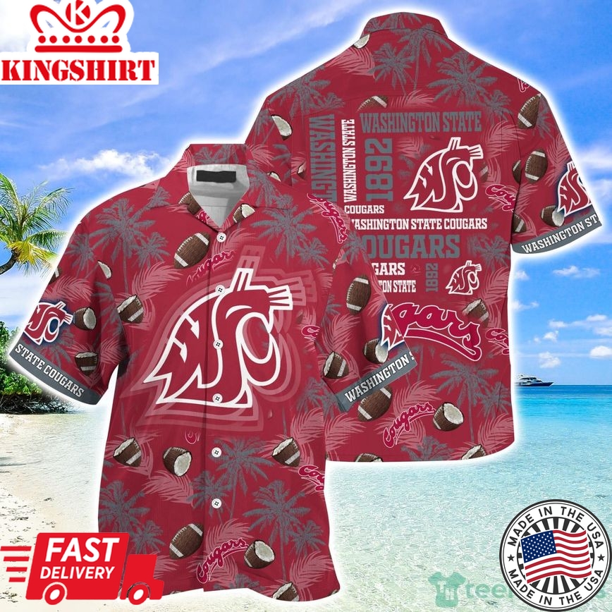 Ncaa Washington State Cougars Coconut Red Trendy Hawaiian Shirt Aloha Shirt