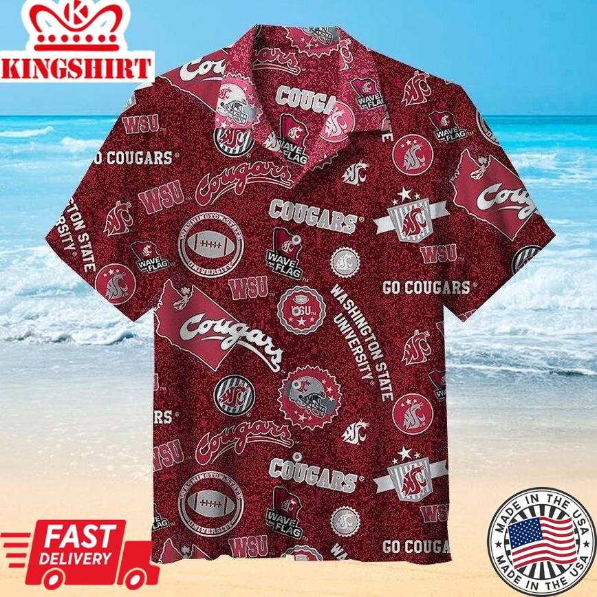 Ncaa Washington State Cougars Red Go Cougars Limited Trendy Hawaiian Shirt Aloha Shirt