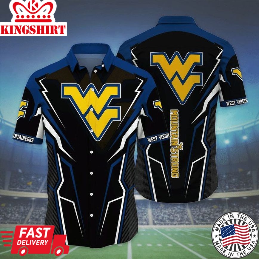 Ncaa West Virginia Mountaineers Black Blue Trendy Hawaiian Shirt Aloha Shirt