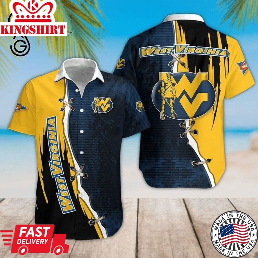 Ncaa West Virginia Mountaineers Blue Gold Trendy Hawaiian Shirt Aloha Shirt