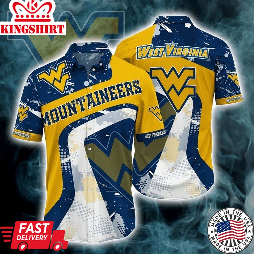 Ncaa West Virginia Mountaineers Blue Gold Trendy Hawaiian Shirt V2 Aloha Shirt