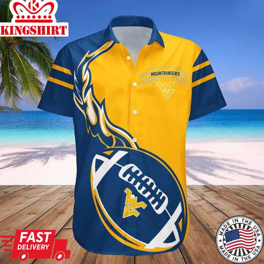 Ncaa West Virginia Mountaineers Blue Gold Trendy Hawaiian Shirt V5 Aloha Shirt