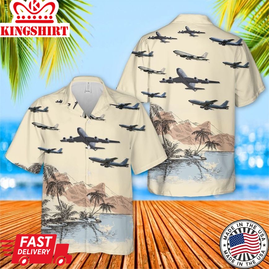 Nebraska Air National Guard Boeing Kc-135R Stratotanker 59-1495 Trendy Hawaiian Shirt