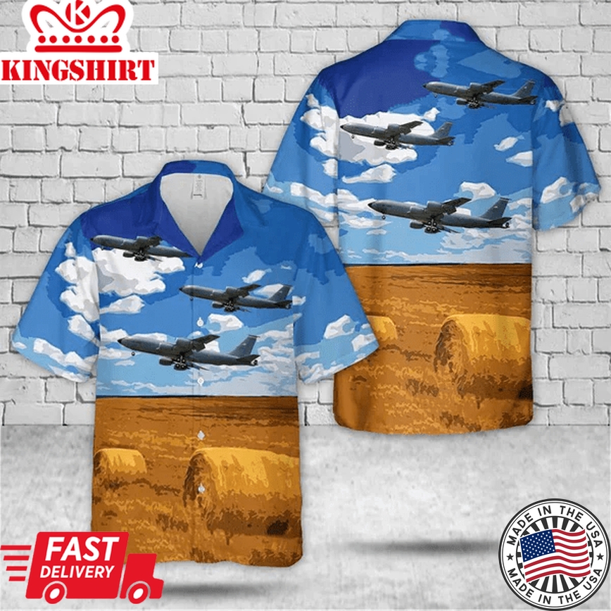 Nebraska Air National Guard KC-135 Stratotanker Trendy Hawaiian Shirt: Aviation-themed Apparel