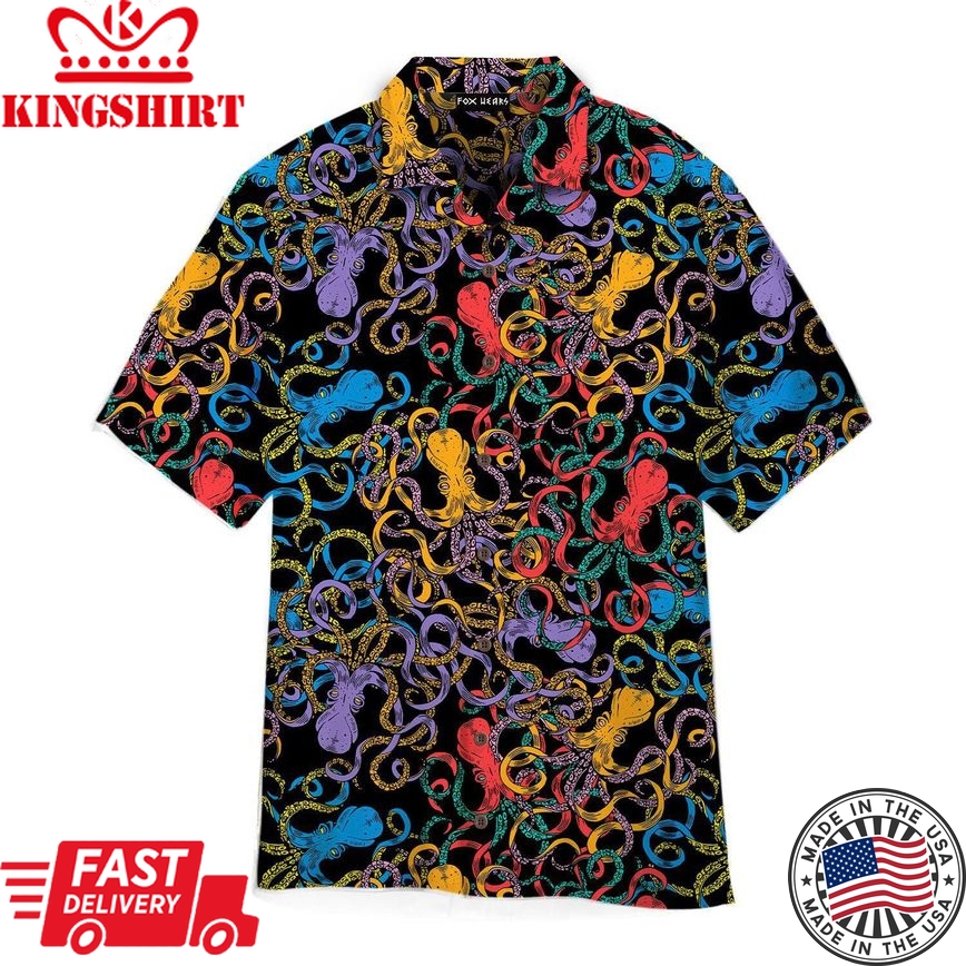 Neon Octopus Trendy Hawaiian Shirt