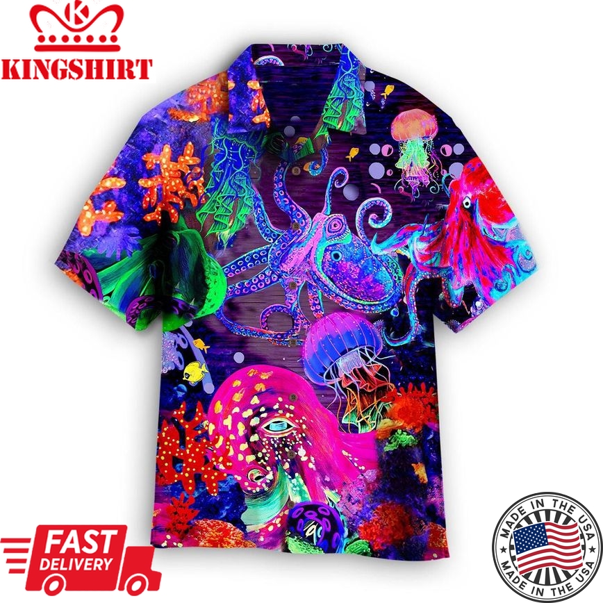 Neon Octopus Trendy Hawaiian Shirt