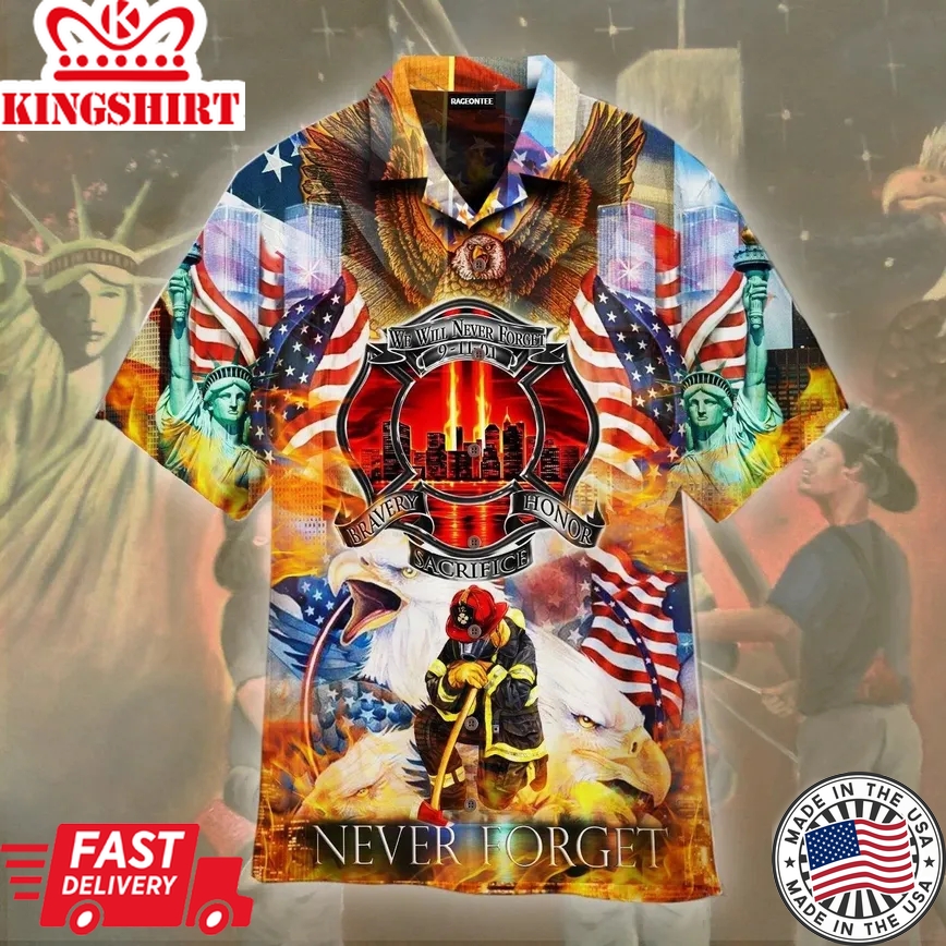 Never Forget 9.11 Firefighter Trendy Hawaiian Shirt