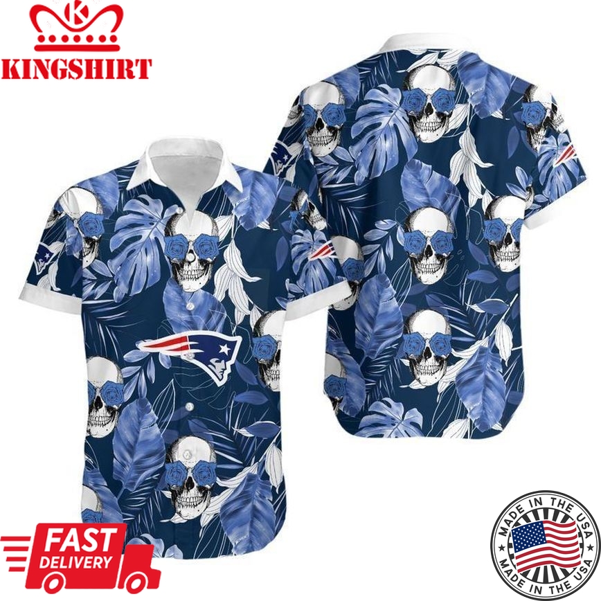 New England Patriots Coconut Leaves and Skulls Hawaiian Shirt and Shorts