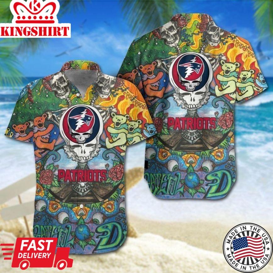 New England Patriots Grateful Dead NFL Hawaiian Shirt: Perfect Gift for Fan, Graphic Print