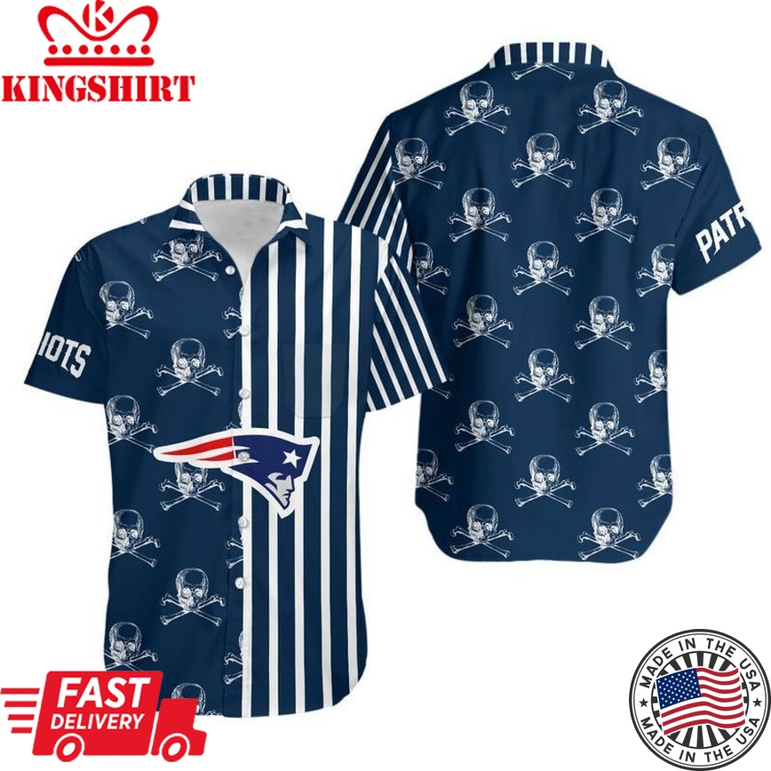 New England Patriots Stripes and Skull Hawaiian Shirt and Shorts: Summer Collection