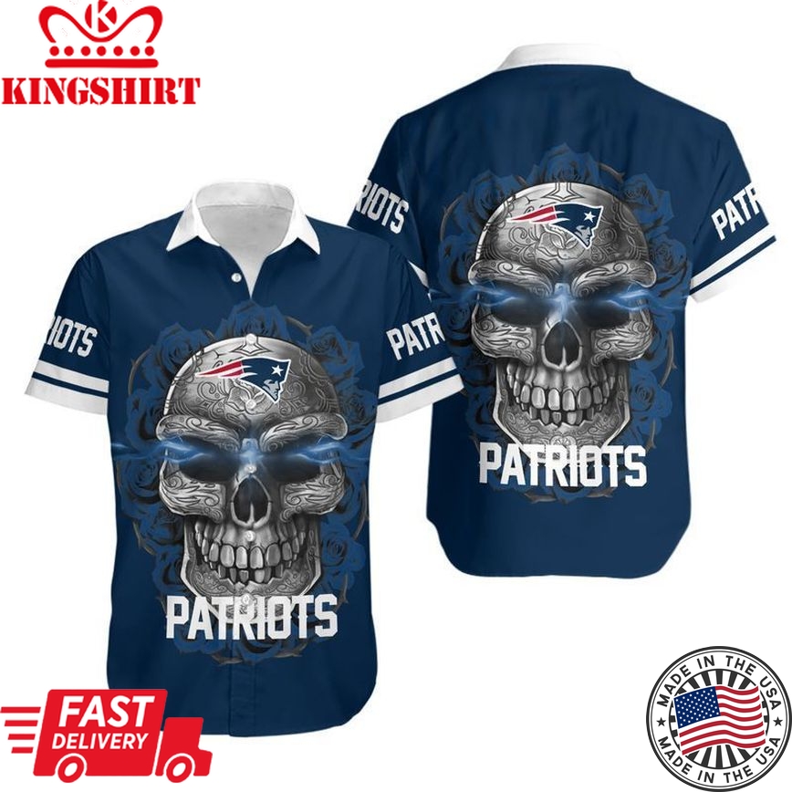 New England Patriots Sugar Skull NFL Hawaiian Shirt: Perfect Gift for Fan, Graphic Print