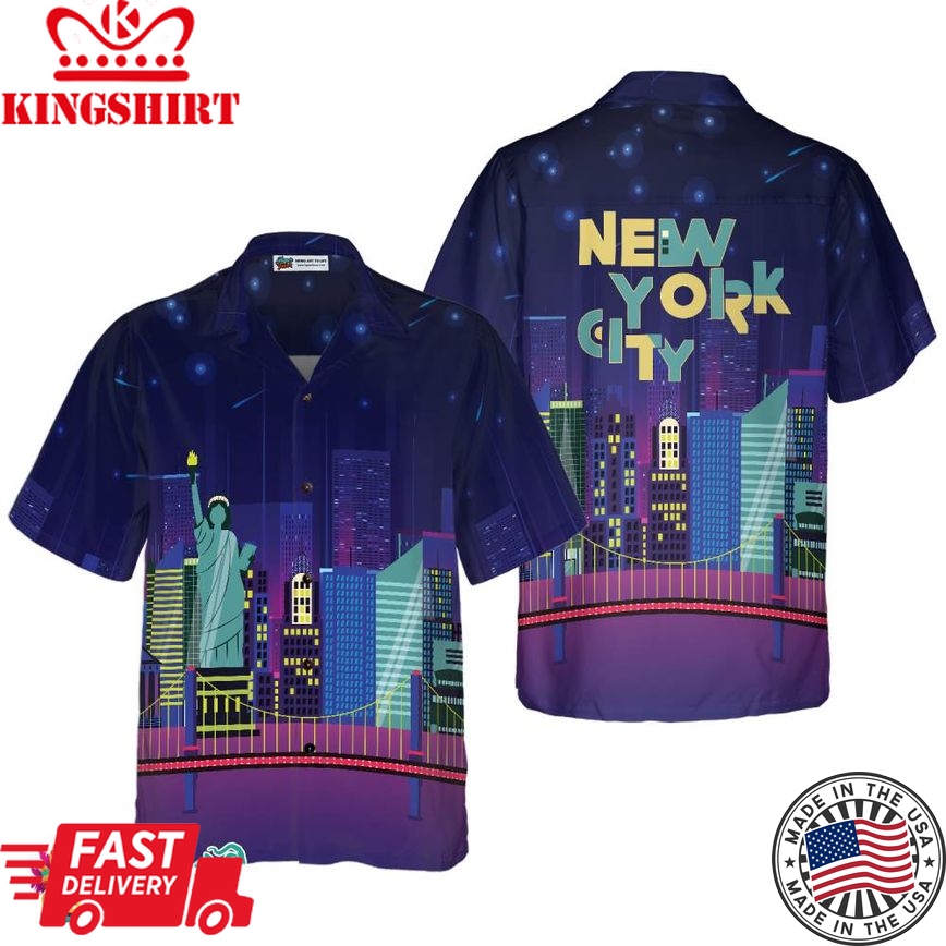 New York City By Night Hawaiian Shirt