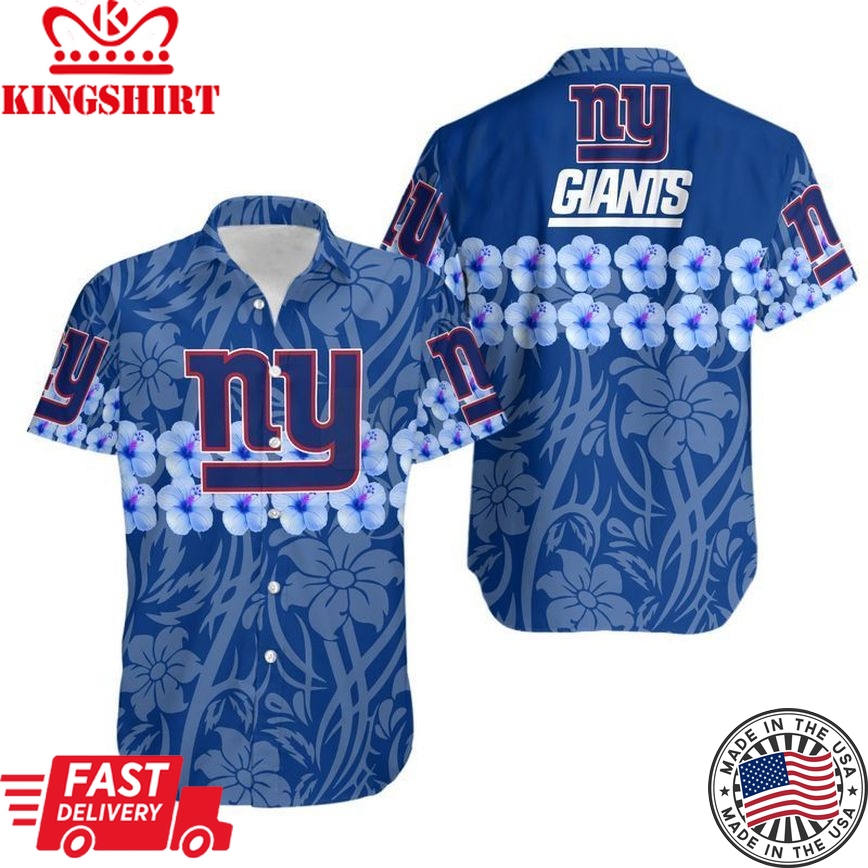 New York Giants Flower And Logo Hawaii Shirt And Shorts Summer Collect