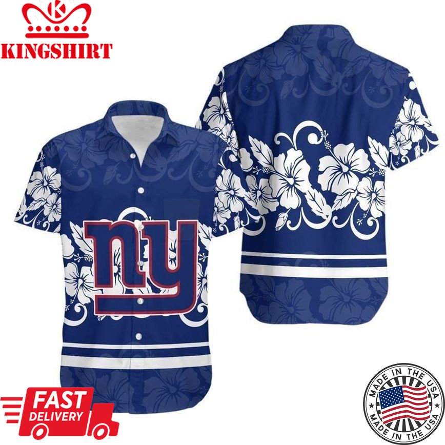 New York Giants Hibiscus Flowers Hawaii Shirt And Shorts Summer Collec