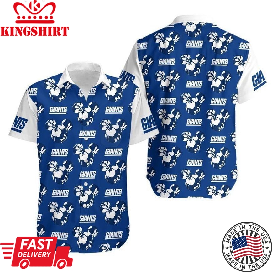 New York Giants Mickey Mickey And Flowers Hawaii Shirt And Shorts Summ