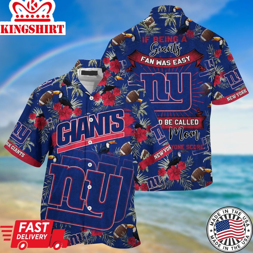 New York Giants NFL Summer Hawaiian Shirt And Shorts Sporty Mom Lets Everyone Score