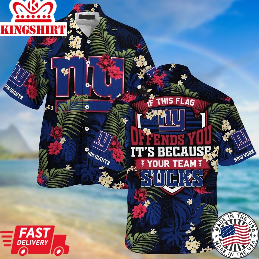 New York Giants NFL Summer Hawaiian Shirt And Shorts With Tropical Patterns