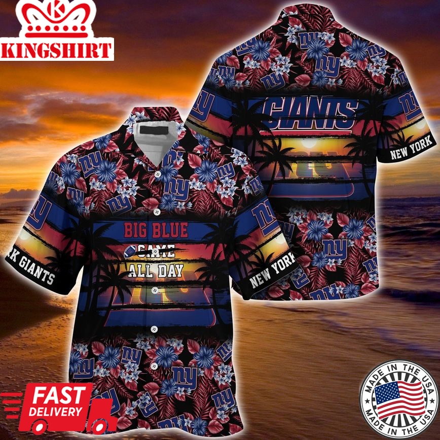 New York Giants NFL Summer Hawaiian Shirt Floral Pattern