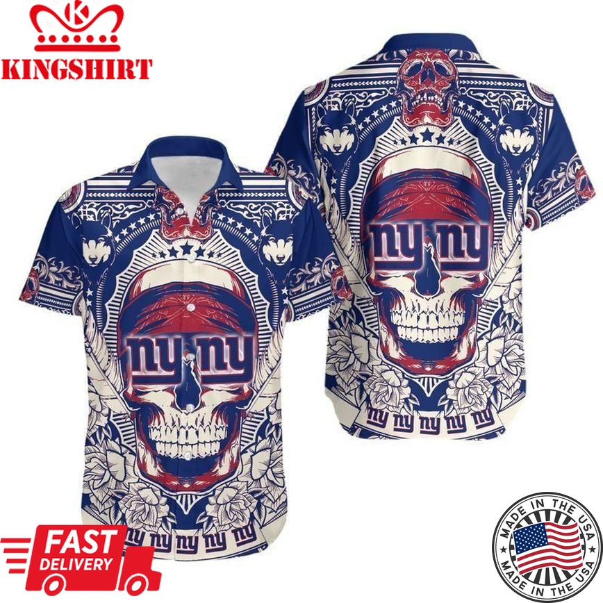 New York Giants Skull NFL Gift For Fan Hawaii Shirt And Shorts Summer Collection Trending Hawaiian Shirts