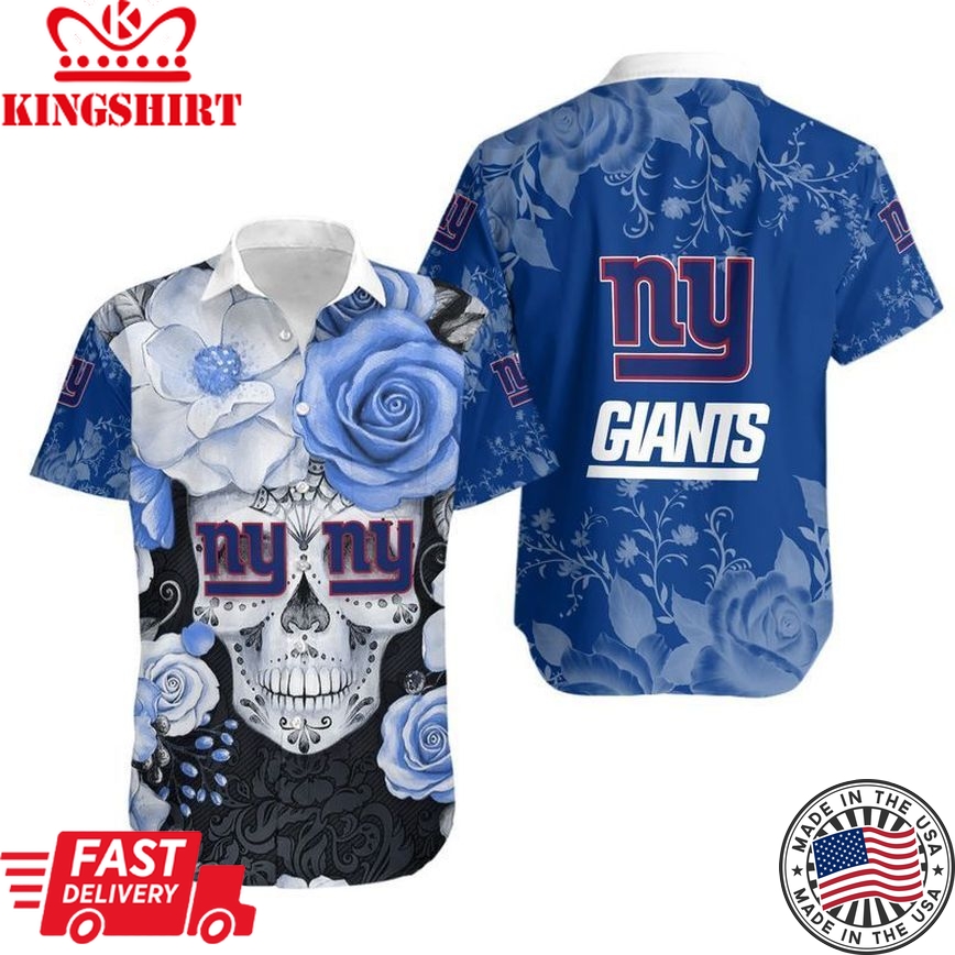 New York Giants Skull NFL Gift For Fan Hawaiian Graphic Print Short Sl